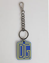 Dolce & Gabbana Blue Yellow DG Rubber Logo Silver Men Keychain Keyring