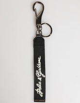 Dolce & Gabbana Black White Polyester DG Logo Silver Men Keychain Keyring