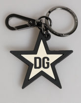 Dolce & Gabbana White Black DG Logo Star Rubber Men's Keychain Keyring