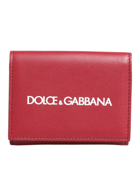 Dolce & Gabbana rød skinnlommebok med tre kortholdere og fet logotrykk
