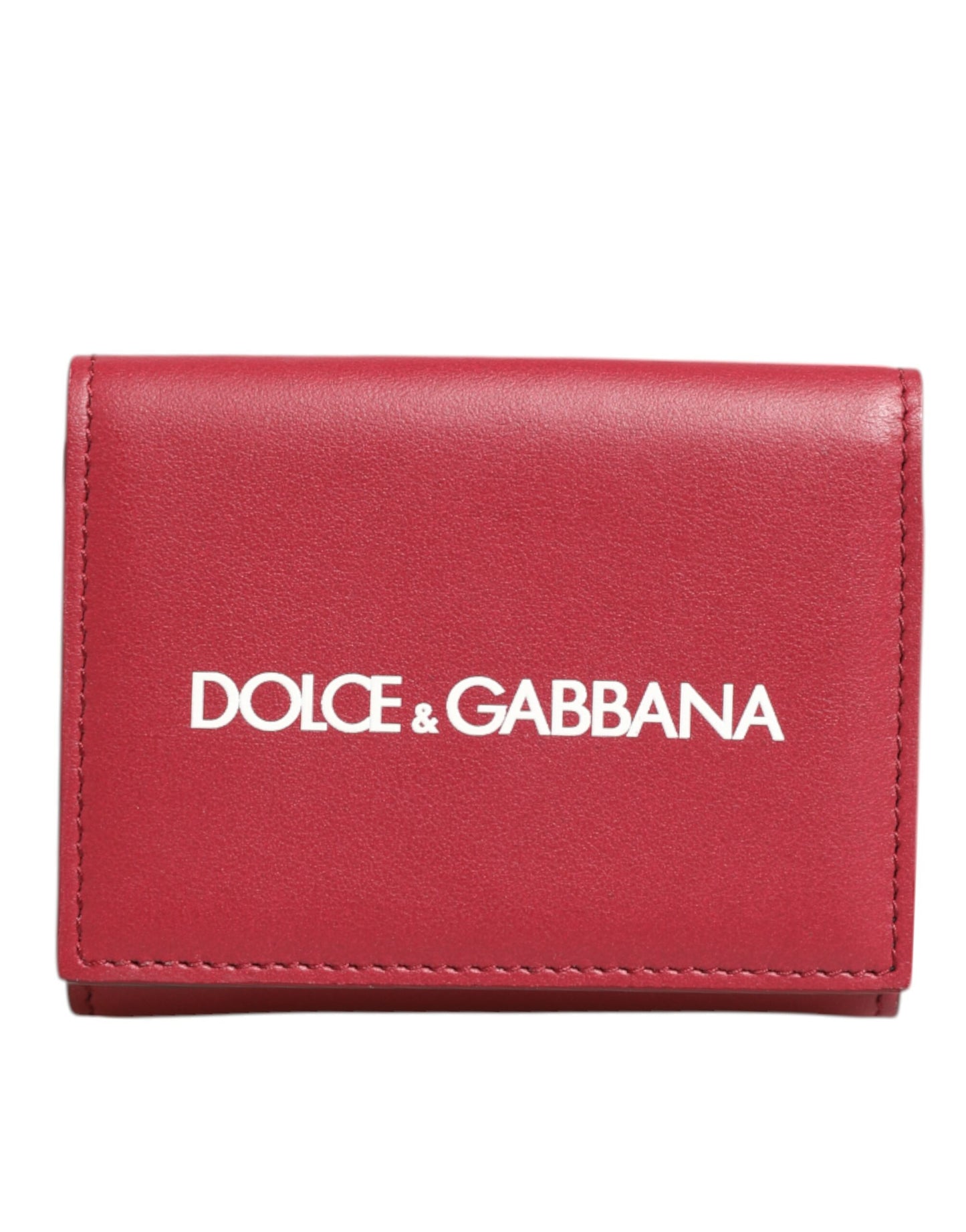 Dolce & Gabbana Röd Läderplånbok med Trefaldig Korthållare och Djärv Logotyptryck