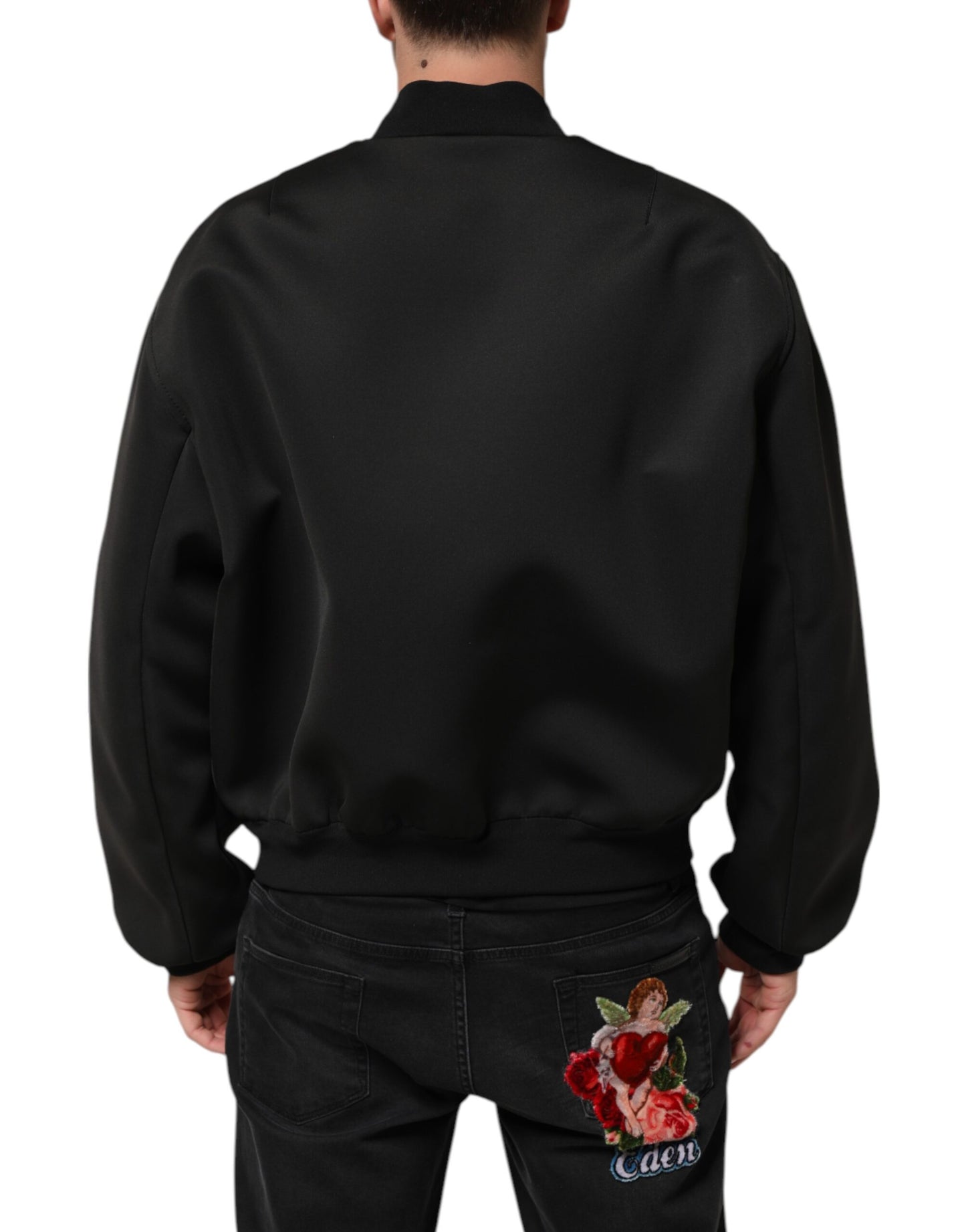 Dolce & Gabbana svart bomberjacka i polyester med logotypplakett