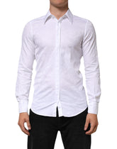 Dolce & Gabbana White Cotton MARTINI Paisley Jacquard Shirt