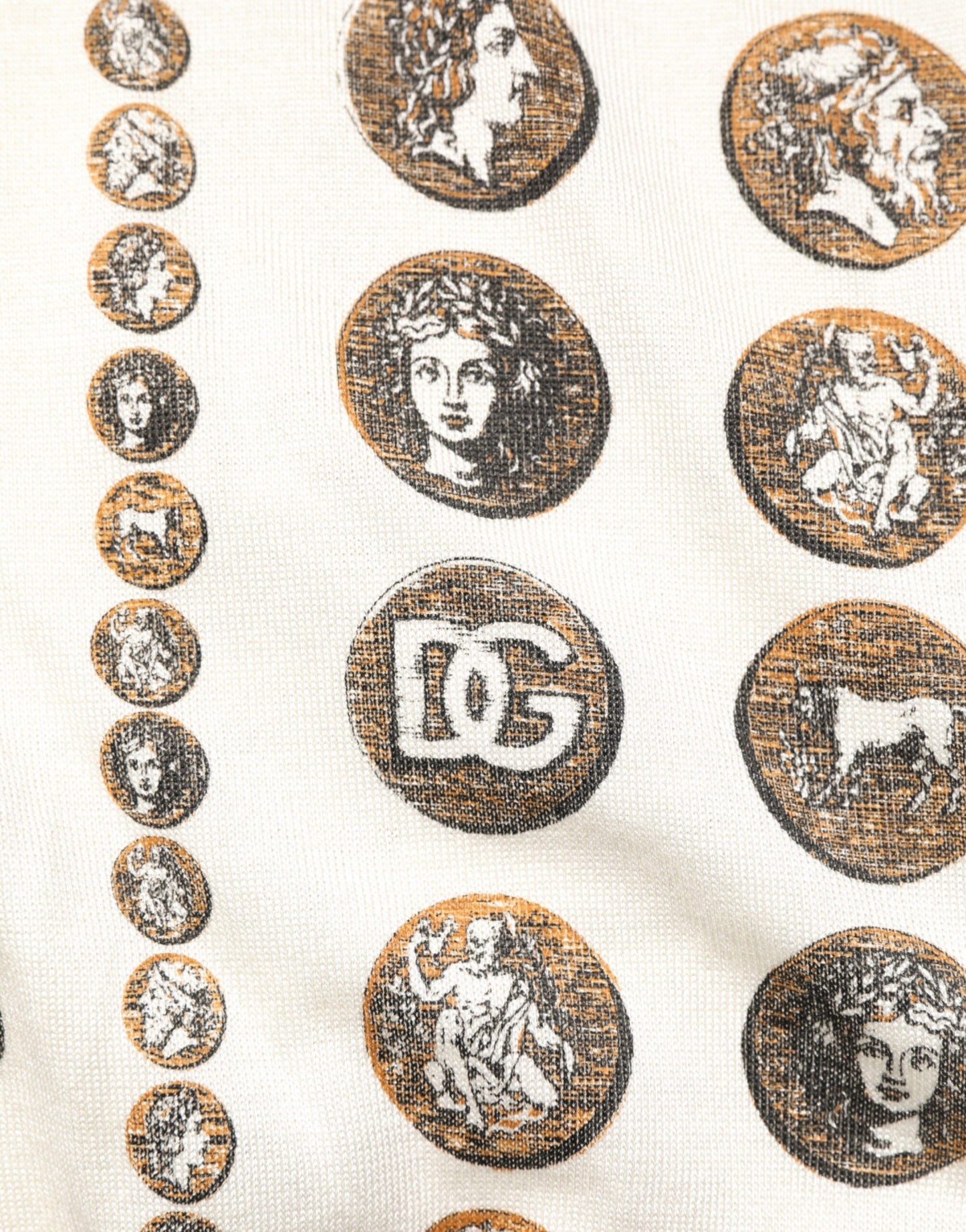 Dolce & Gabbana Silk Elfenben Mynttryck Logo Herr Pikétröja