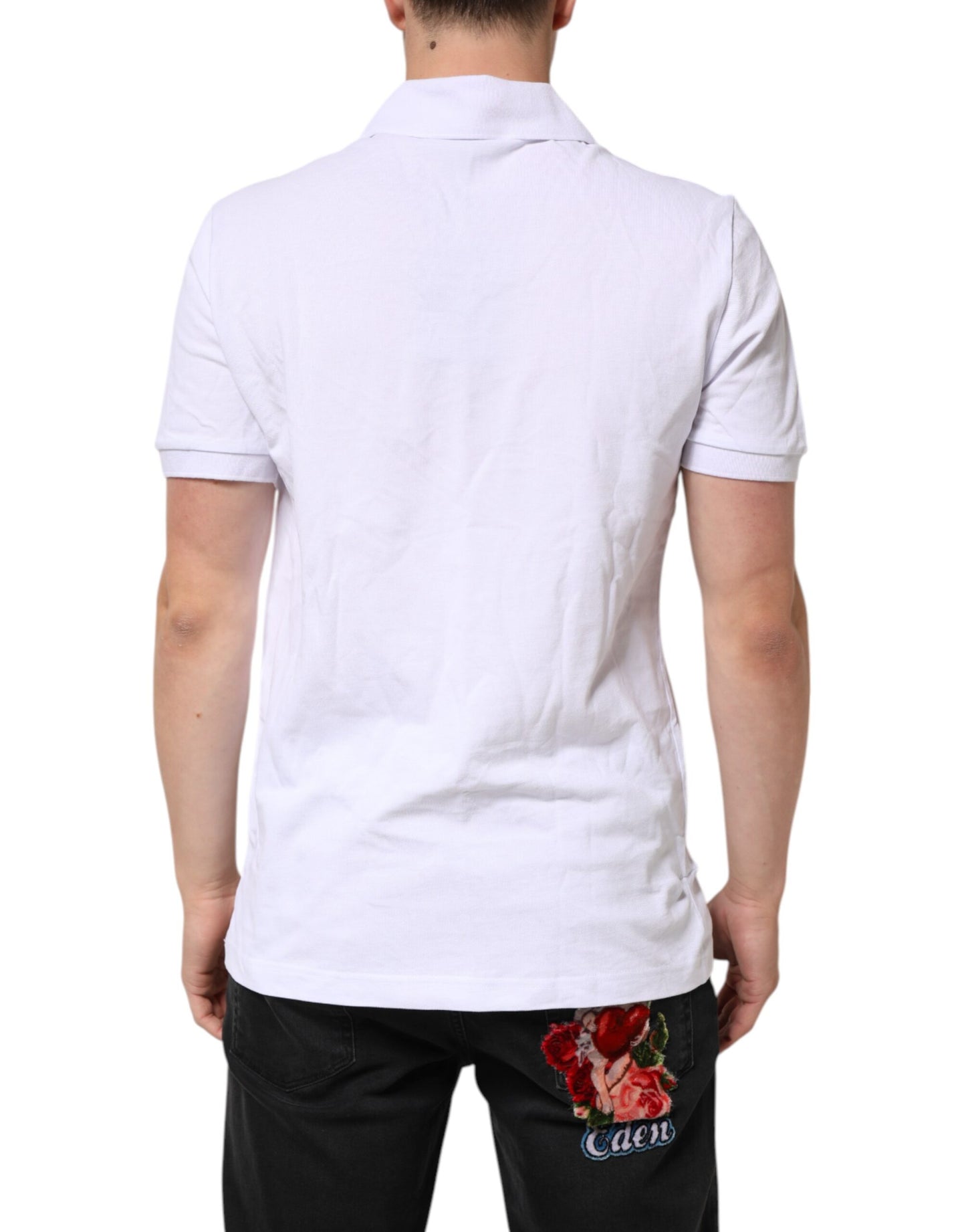 Dolce & Gabbana Vit bomull DG Hjärtlogotyp Broderad T-shirt