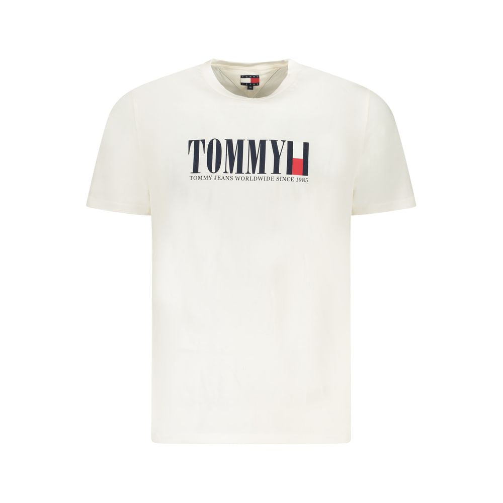 Hvit bomulls-T-skjorte for menn