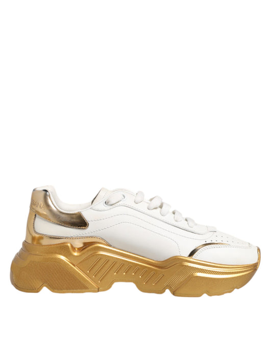 Dolce & Gabbana Vita Guld Daymaster Lädersneakers Damskor