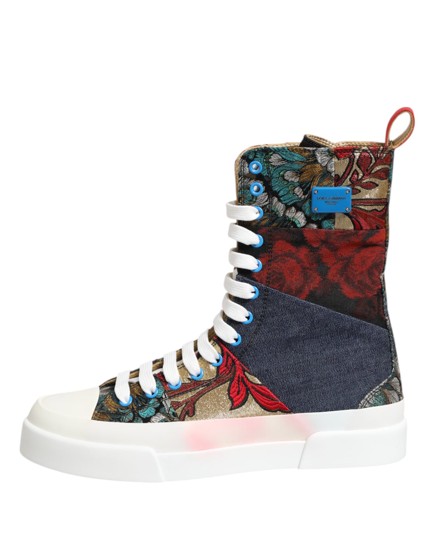 Flerfärgade Patchwork High Top Sneakers Skor