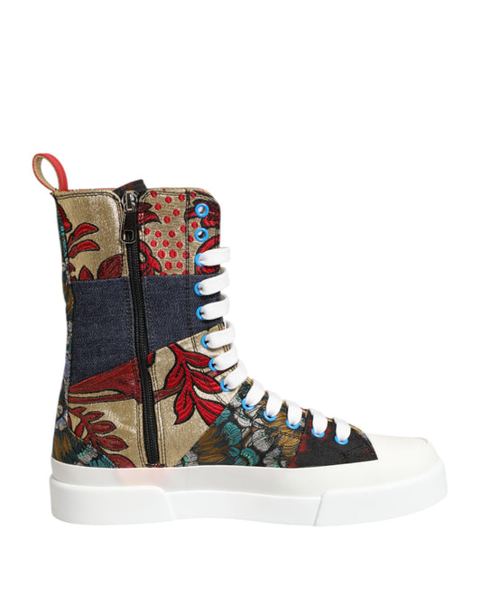 Flerfärgade Patchwork High Top Sneakers Skor