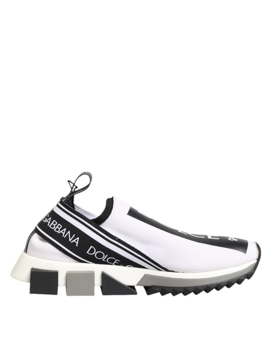 Dolce & Gabbana Svarta Vita Slip On Sorrento Sneakers Skor
