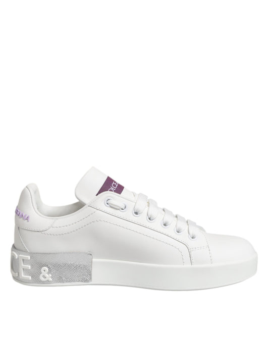 Dolce & Gabbana Vita Lila Låga Sneakers i Läder