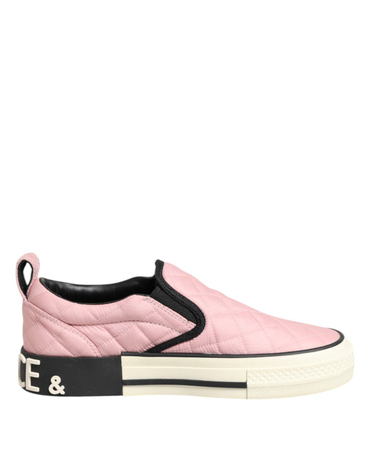 Dolce & Gabbana Rosa Vadderade Nylon Slip-On Sneakers