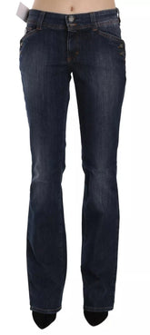 John Galliano Blue Washed Mid Waist Flared Denim Casual Pants Jeans