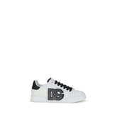 Dolce & Gabbana White Calf Leather Bos Taurus Low Top Sneakers