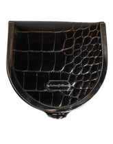Dolce & Gabbana Black Polished Crocodile Leather Mens Coin Purse Wallet