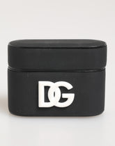 Dolce & Gabbana Black White Rubber Embossed Logo Accessory Airpods Case