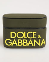 Dolce & Gabbana Army Green Rubber Logo Embossed Accessory Airpods Case