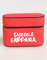 Dolce & Gabbana Red PVC DG Logo Embossed Men Flip Holder Airpods Case