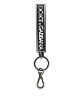 Dolce & Gabbana Black White DG Rubber Logo Silver Men's Holder Keyring