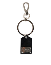 Dolce & Gabbana Black Sint Glass Plaque DG Logo Metal PlateKeychain Keyring