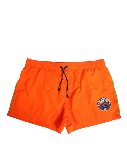 Dolce & Gabbana Orange Polyester Strandkläder Herr Shorts Badkläder