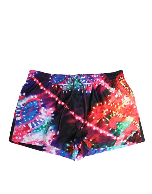 Dolce & Gabbana Flerfärgade Neonmönstrade Polyestershorts Badkläder