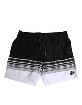 Dolce & Gabbana Black White Striped DG Logo Men Short Swimwear