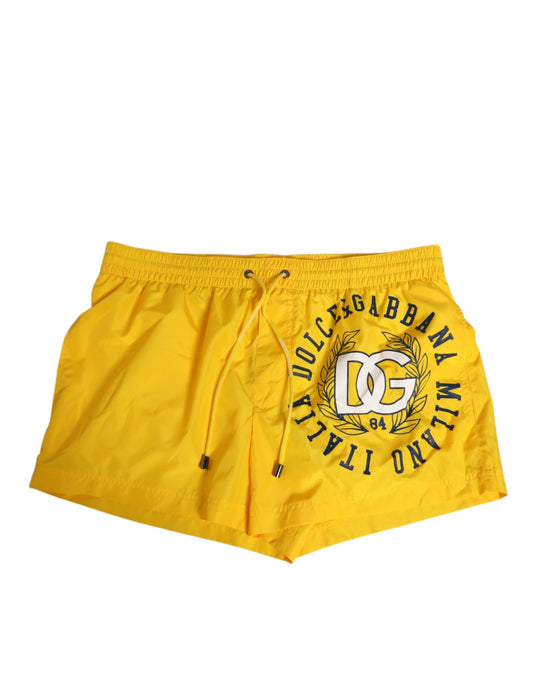 Dolce & Gabbana Gula Nylon Logotyptryck Herr Boxershorts Badkläder