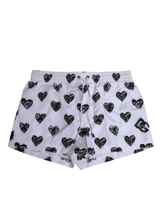 Dolce & Gabbana Vita Svarta Hjärtmönster Herr Boxershorts Badkläder