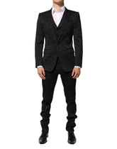 Dolce & Gabbana Black 3 Piece Brocade Jacquard Suit MARTINI