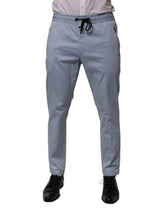 Dolce & Gabbana Light Blue Cotton Drawstring Elastic Waist Men Pants
