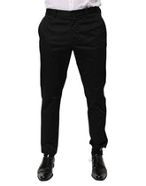 Dolce & Gabbana Black Cotton Tapered Men Formal Trousers Pants