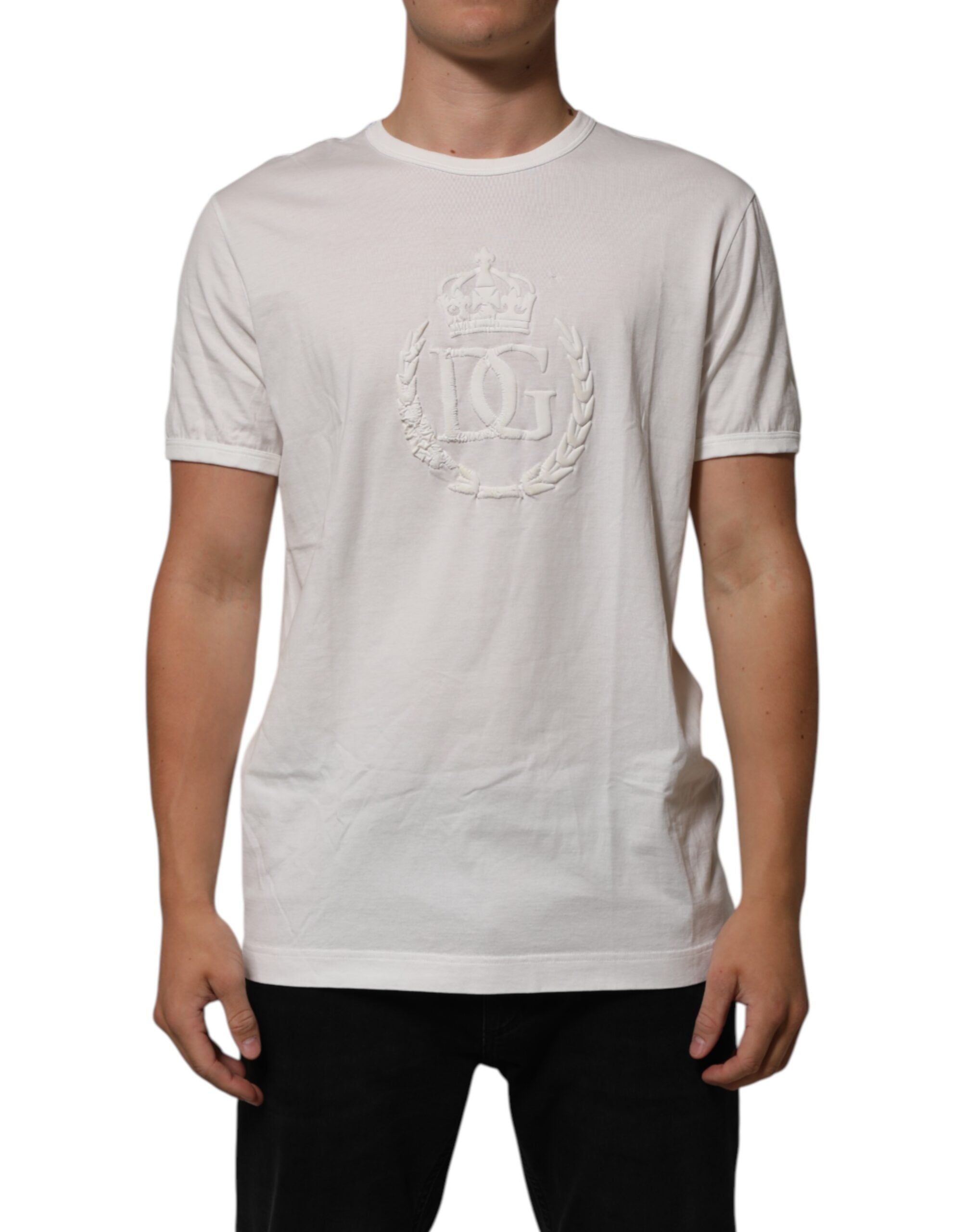 Hvit bomull DG Crown Embossed herre-T-skjorte