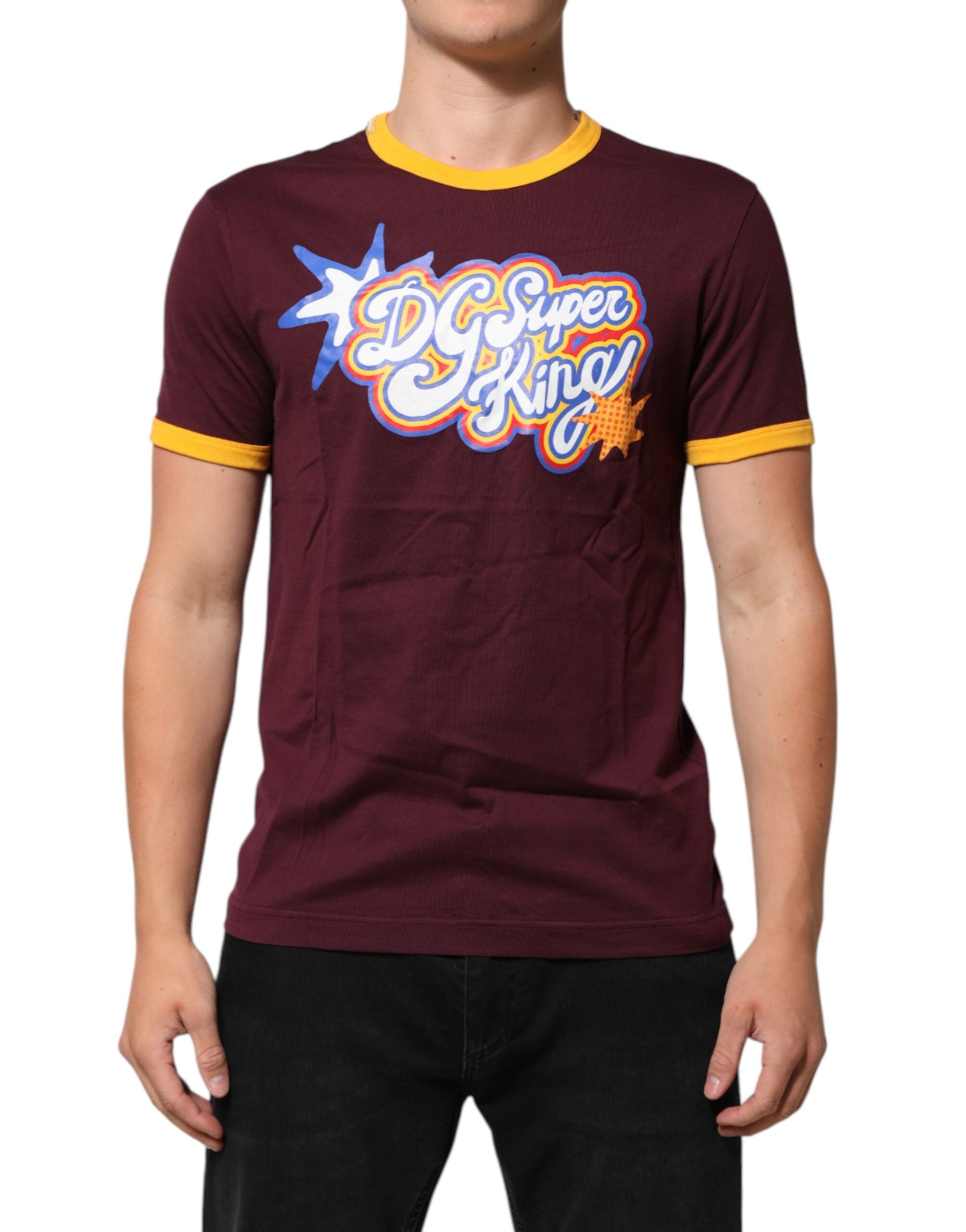 Vinröd bomulls-t-shirt med DG Super King-logotyp