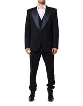 Dolce & Gabbana Black 3 Piece Wool Silk Blend Suit SICILIA