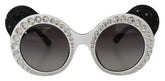 Dolce & Gabbana DG4325BM White Black Acetate Crystal Shades Sunglasses