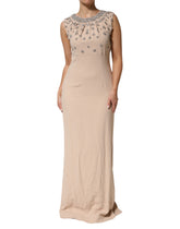 Dolce & Gabbana Nude Ecru Beaded Crystal Embellished Dress