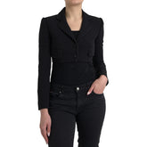 Dolce & Gabbana Black Wool Single Breasted Cropped Jacket