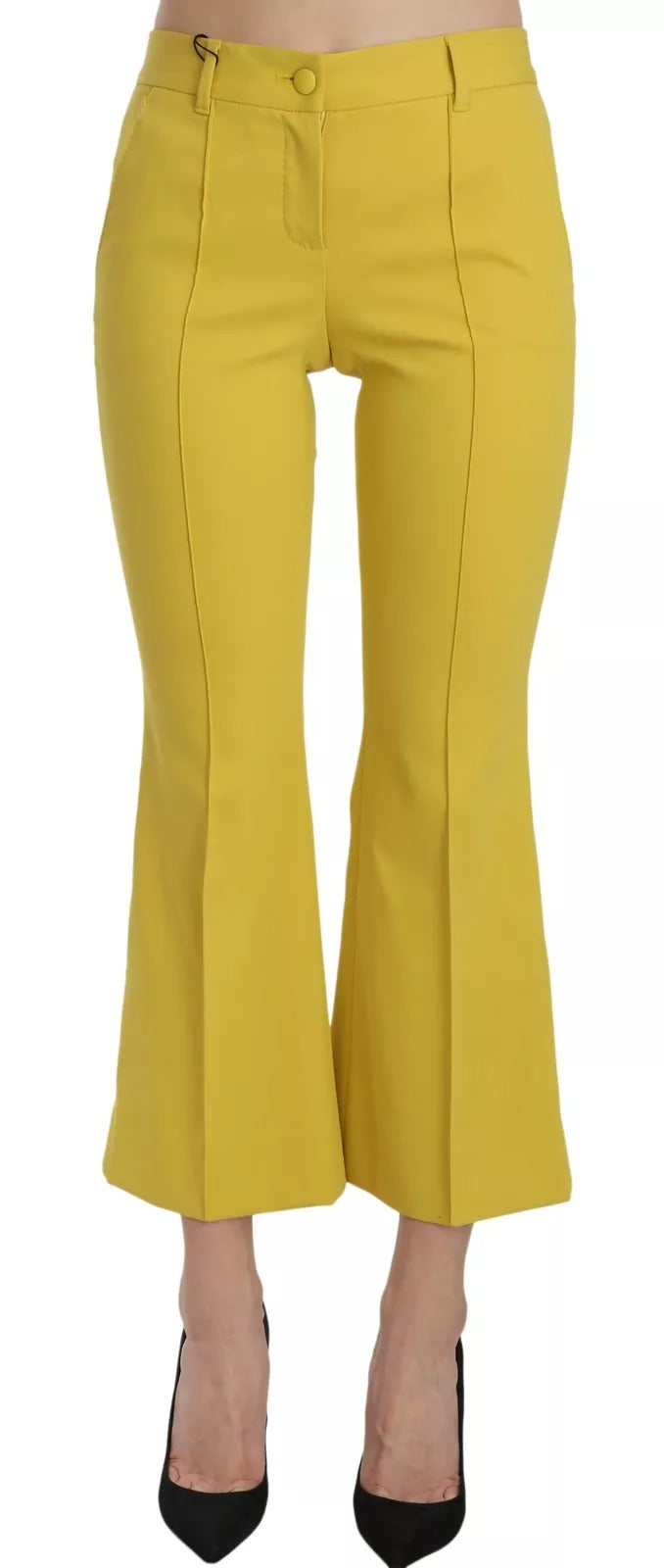 Dolce & Gabbana Gula Utsvängda Bootcut Capri Bomullsbyxor
