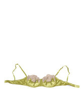 Dolce & Gabbana Lime Green Silk Satin Lace Padded Balconnet Underwear
