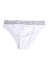 Dolce & Gabbana White Lace Slip Brief Logo Waistband Underwear
