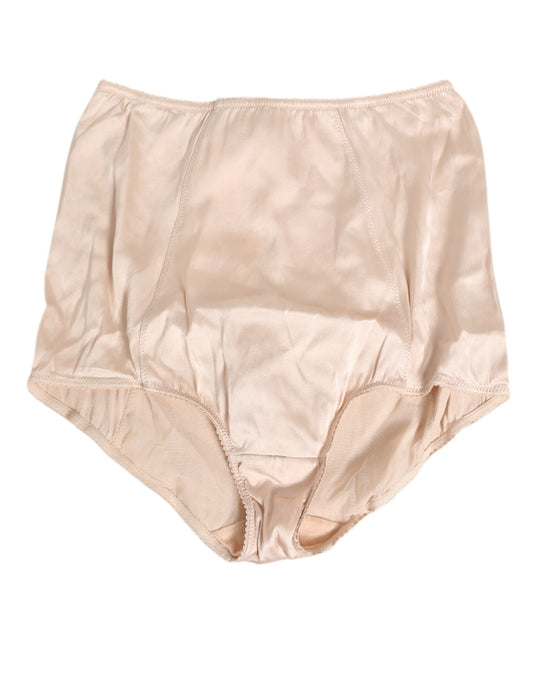 Dolce & Gabbana Beige Rosato Silk Satin High Waist Underwear