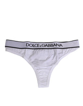 Dolce & Gabbana White Logo Waistband Modal Cotton Thong Underwear