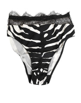 Dolce & Gabbana Black White Zebra Print Lace Trim High Underwear