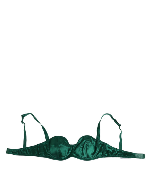 Dolce & Gabbana Green Satin Semi-Padded Underwire Musk Underwear