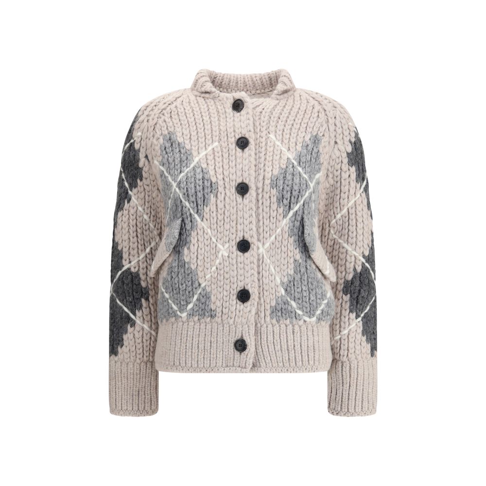 Cardigan i ull med argyle-mønster