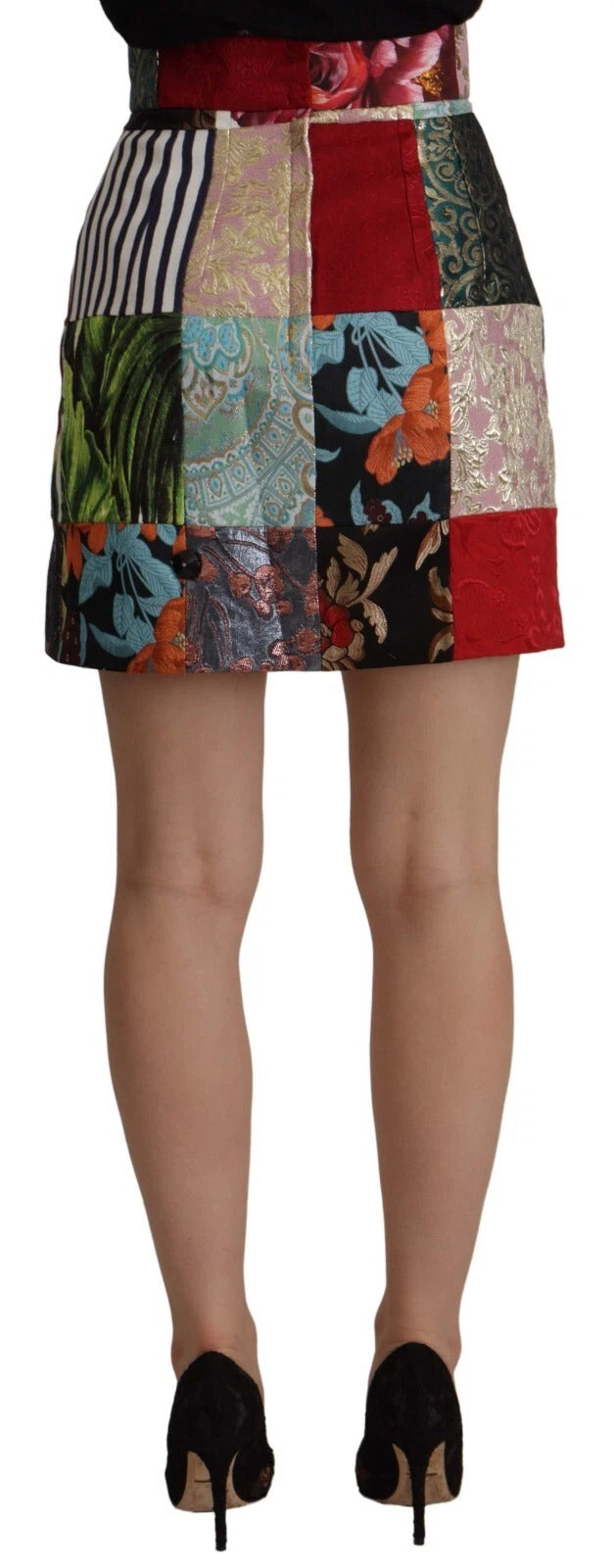 Dolce & Gabbana Flerfärgad Patchwork A-linjekjol i polyester