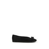 Ferragamo Black Calf Leather Bos Taurus Ballet Flats