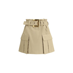 Balmain Beige Cotton Mini Skirt