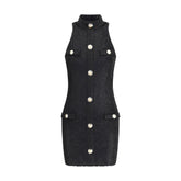 Balmain Black Viscose Cocktail Dress